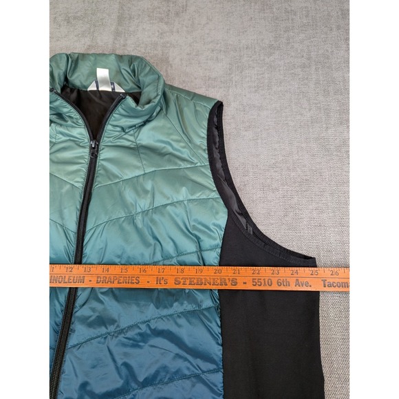CJ Banks Vest Womens 2X Blue Green Ombre Quilted Puffer Full Zip Pockets Hybrid - Picture 4 of 7